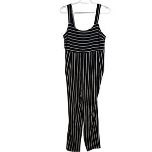 Sadie & Sage Black & White Stripe Sleeveless Tank Jumpsuit Medium Casual Neutral
